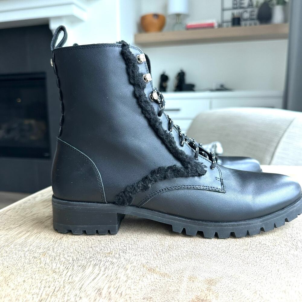 Kate Spade Raquelle Lace-Up Shearling Combat Boots, Black, Size 8.5 Combat Edgy - Picture 2 of 9